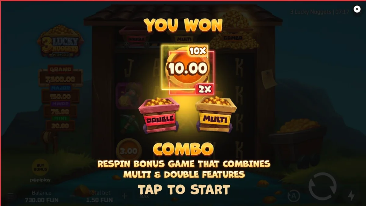 Tampilan antarmuka mobile slot 3 Lucky Nuggets